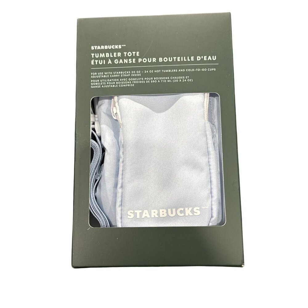Starbucks Tumbler Tote With Adjustable Strap Drawstring & Zippered Pocket For 16